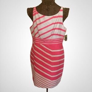 Pink and White Striped Sleeveless Dress